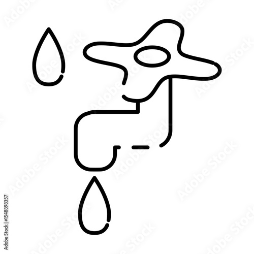 Dripping Water Faucet Icon Silhouette