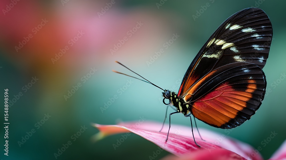 Obraz premium Butterfly on Leaf Close Up