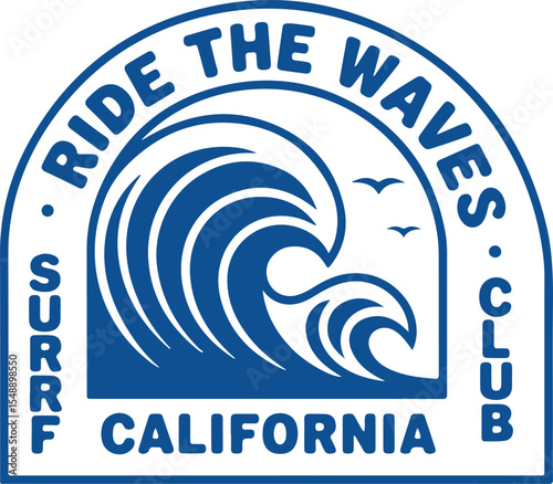 Ride the Waves California Surf Club Logo Design