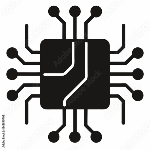 Circuit board silhouette icon on white background
