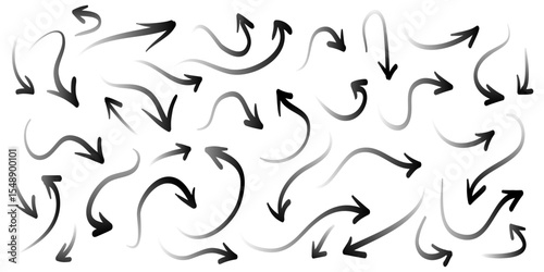 Doodle Arrows icons Set. hand drawn arrow icon with various directions. isolated on a white background