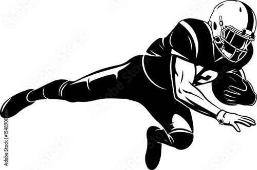 Silhouetted American Football Player Ready for Action