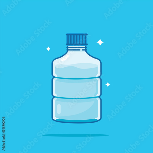 Corrugated short plastic water bottle with lid, healthy blue drinking water packed in standard capacity 380ml
