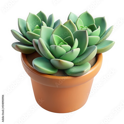 3d rendered succulent plant in a terracotta pot isolated on transparent background.