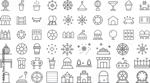 Amusement Park and Fair Icons Collection for Entertainment and Festivities