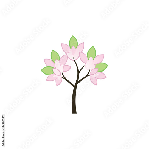 vector tree with pink flowers