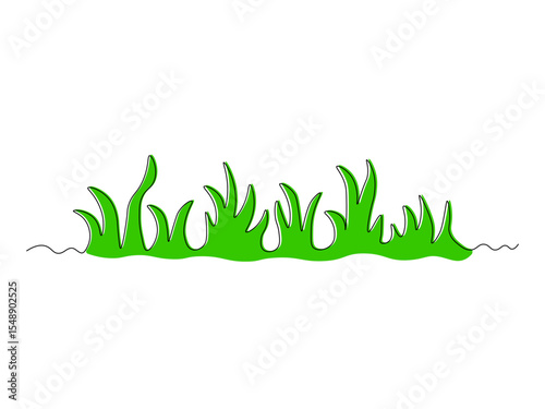 Abstract grass, lawn, continuous single one line art drawing sketch, logo