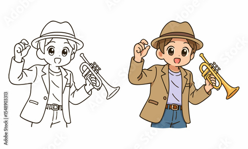 male saxophonist coloring page for kids