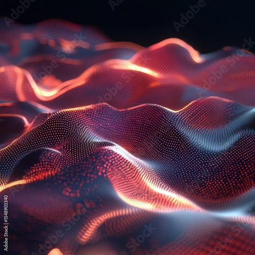 Abstract wavy surface of glowing dots