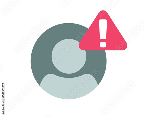 User member caution warning alert icon vector, person account fake scam simple sign symbol, customer profile risk error exclamation issue, hacker login suspicious ui element image clip art
