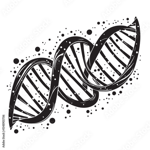 Black DNA strand Silhouette Vector, High Quality Illustration on White Background