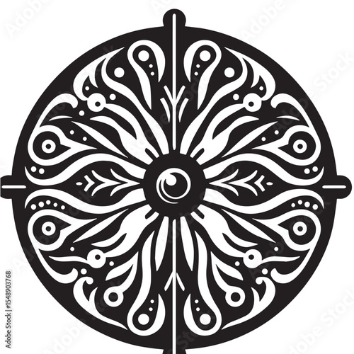 Black Decorative wind spinner Silhouette Vector, High Quality Illustration on White Background