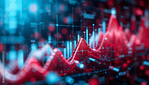 technical financial graph on technology abstract background red graph