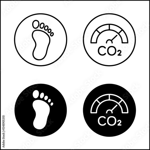 Carbon Footprint Meter Line Art Icons