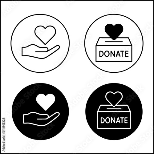 Charity Heart and Donation Icons