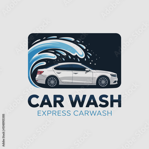 Car Wash Logo with Wave Design