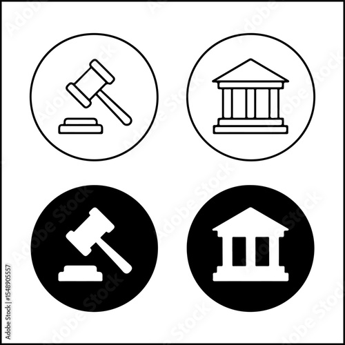 Legal Gavel and Courthouse Icons