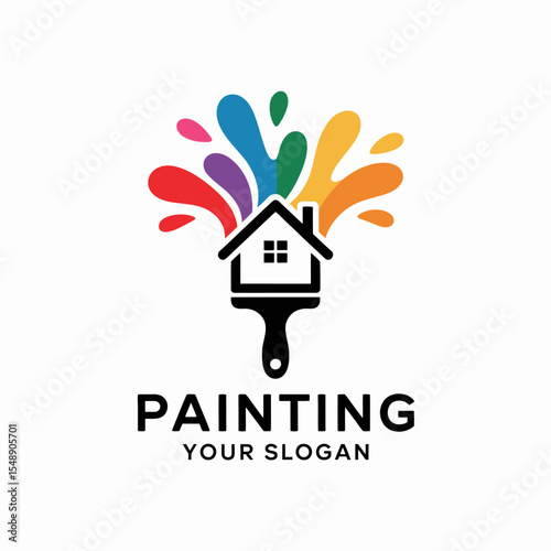 Colorful Paint Splash House Logo