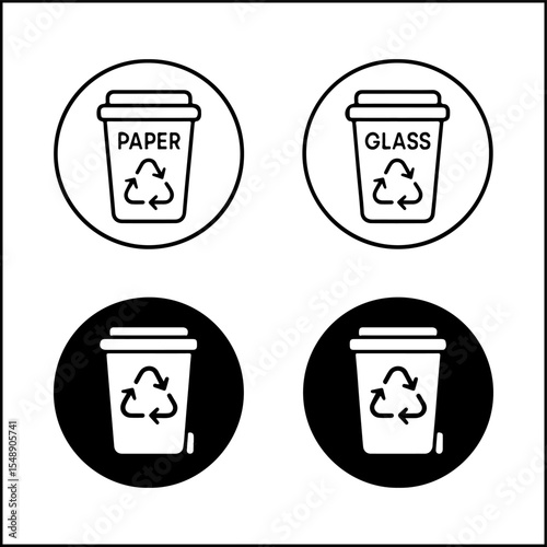 Recycling Paper and Glass Icons