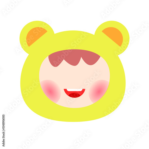 Faceless Boy in Cute Bear Costume – Flat Vector Illustration