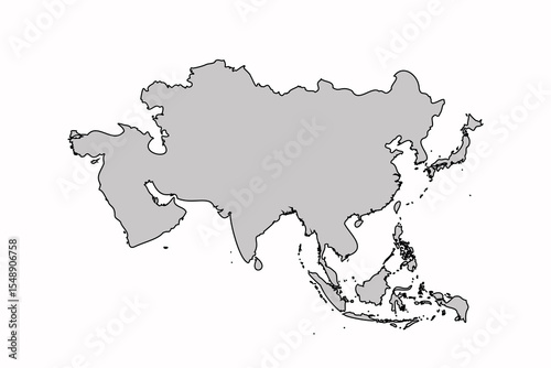 Minimalist Asia Geographic Outline Vector