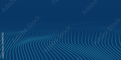 Dark blue halftone dotted abstract background, big data pattern, technology or futuristic visualization, waveform dot texture, music backdrop. ,Beautiful movement with glowing blurred particles.