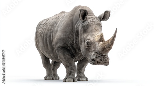 Wallpaper Mural A rhinoceros, full body shot, against a white background. Powerful and majestic Torontodigital.ca
