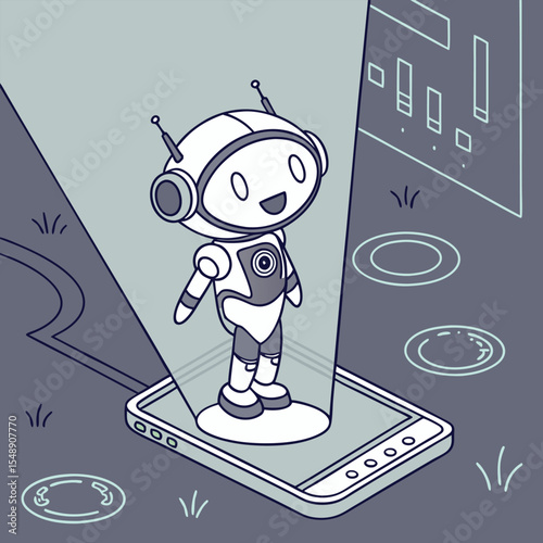 AI digital assistant floating hologram