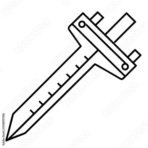 Linear Caliper Tool Vector Illustration