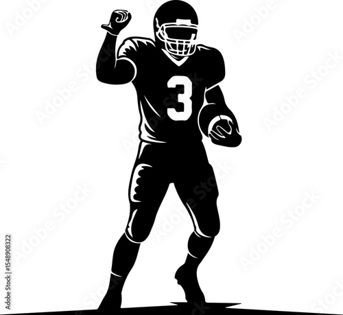 Excited Football Player Celebrating a Touchdown