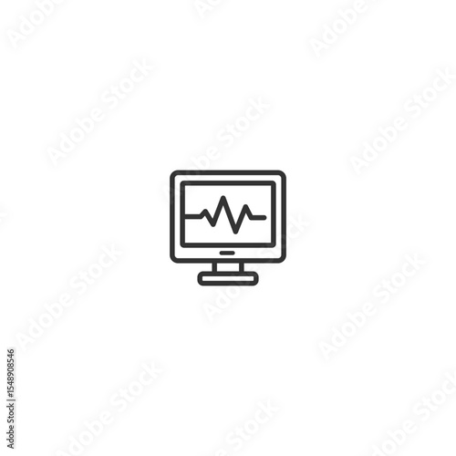 Outline Flat Heart Rate Monitor Icon Medical Vital Sign Display Vector Illustration