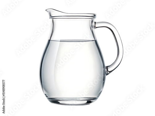 glass pitcher water clear isolated on white background