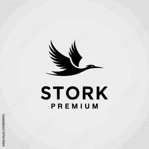 Flying Stork Silhouette Logo
