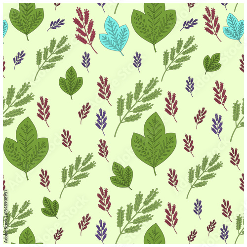 Textile leaf and flowers