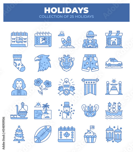 Collection of 25 Holidays. A Visual Guide to Festive Events and Celebrations