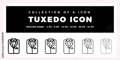 Tuxedo Icon Set. Collection of 6 Outline Icons for Design