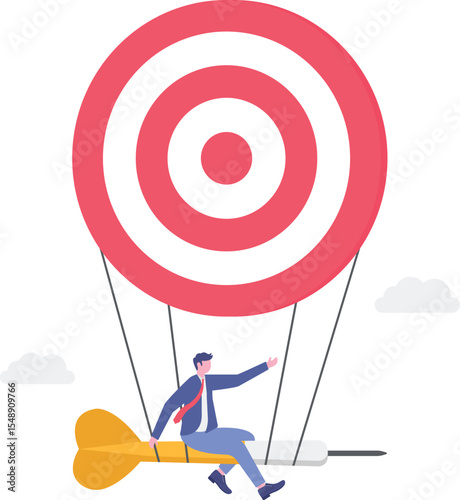 Aiming for target or goal, determination and strategy to reach target and achieve business success,

