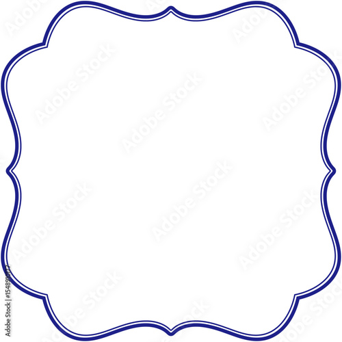 Classic Double Line Frame Blue on White Background