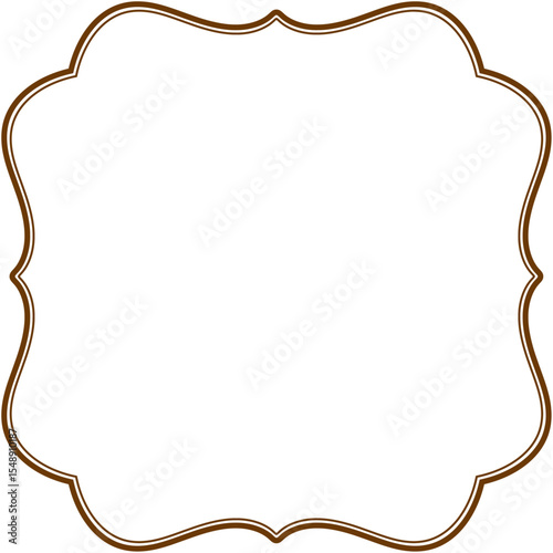 Classic Double Line Frame Brown on White Background