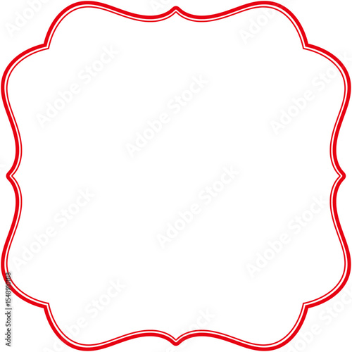 Classic Double Line Frame Red on White Background