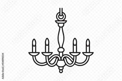 elegant vintage chandelier line art with intricate details for architectural illustrations and lighting designs vector