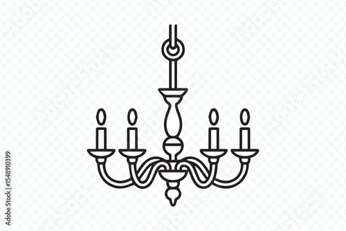 classic baroque chandelier outline vector for home decor, interior design and luxury lighting graphics transparent background