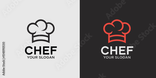 Chef Hat Logo in Monochrome and Red Variants