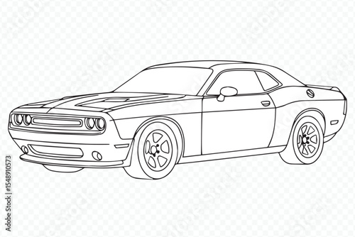 detailed modern muscle car outline for creative coloring and design projects vector