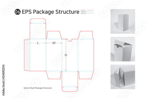 P1_06. a single sided adhesive package structure. package Dieline. 