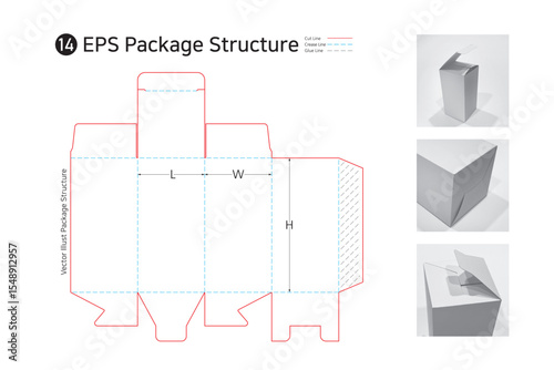 P1_14. a cross assembly package structure. package Dieline. Box  