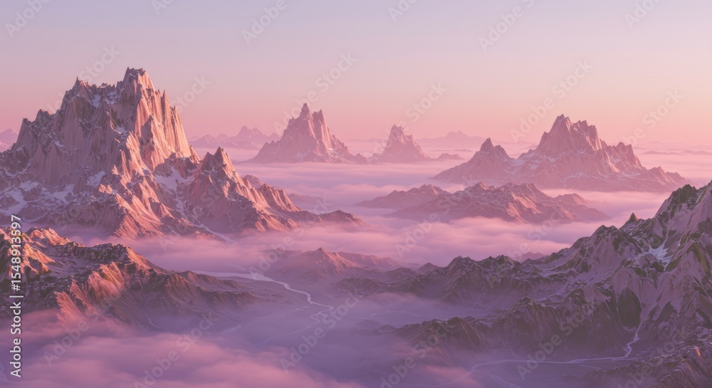 Obraz premium Pink Glow Mountain Range