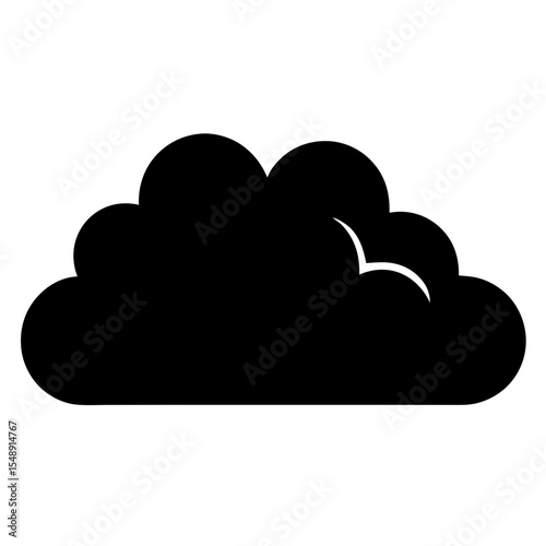 Simple solid black cloud illustration on a white background design art