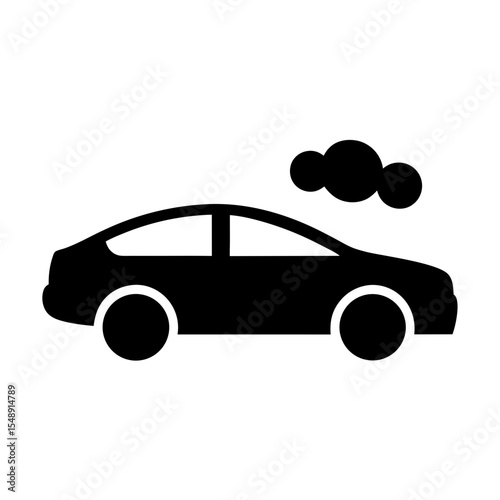 Simple Black Silhouette of a Hatchback Car with Cloud Illustration
