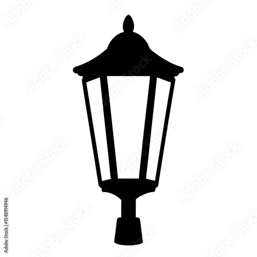 A silhouette of a vintage street lamp with an ornate top